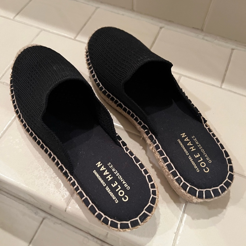 Cole Haan Women's Navy Blue and Tan Espadrilles Mules